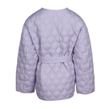 Sandro Paris Women's Purple Belted Button Quilted  Jacket Size 42 XL UK 14