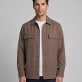 Sandro Paris Men's Khaki Virgin Wool Blend Overshirt Jacket Size XL SHPBL00963