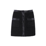 Maje Women's Black Velvet Vinyl Tweed Short Skirt Size 36 FR 8 UK 4US MFPJU00889