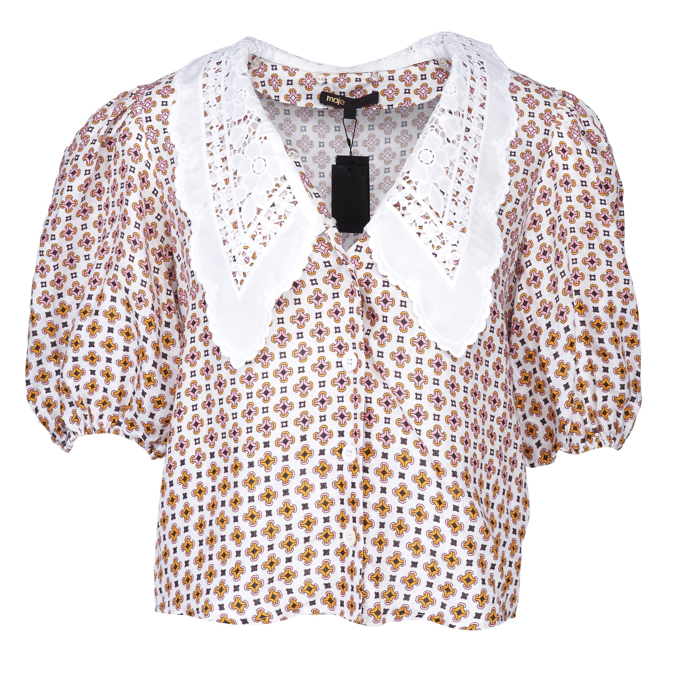 Maje Women's Multicolor Printed Linen Shirt Size 36 FR 8 UK 4 US MFPCM00330