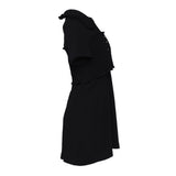 Sandro Damenkleid, schwarz, mit V-Ausschnitt und Smok-Details, kurz, Größe 34 FR, 4 UK, 2 US, SFPRO02481