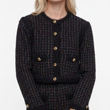 Sandro Women's Black Wool Blend Tweed Cardigan Size 34 FR 6 UK 2 US SFPCA00894