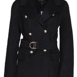 Maje Women's Black Belted Wool Blend Coat Size 40 FR 12 UK 8 US MFPOU00903