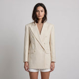 Sandro Women's Ecru Double Breasted Suit Jacket Size 40 FR 12 UK 8 US SFPVE00959