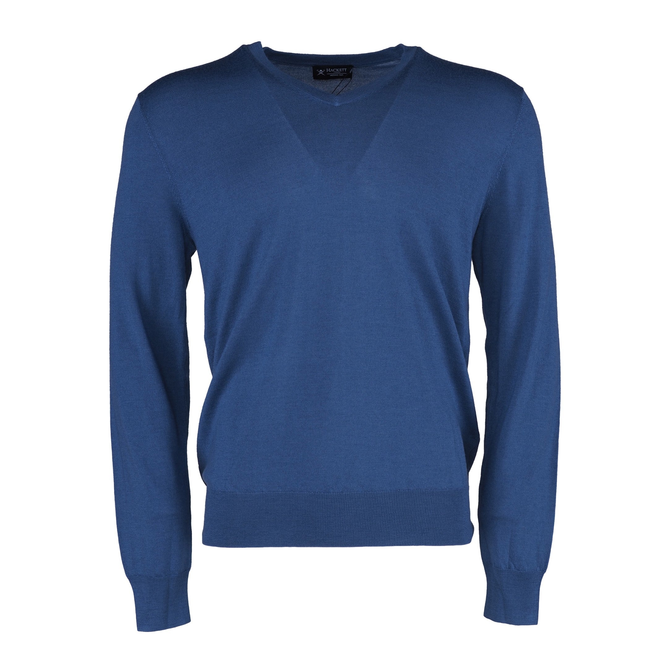 Hackett London Men's Blue Knit V-Neck Wool & Silk Sweater Size M HM702835