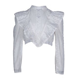 Sandro Damenbluse, kurz geschnitten, weiß, bestickt, Größe 36 FR, 8 UK, 4 US, SFPTO00660