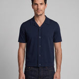 Sandro Paris Men's Dark Navy Knit Short Sleeve Shirt Size S SHPTR00462