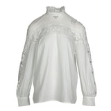 Sandro Paris Women's White Embroidered Cotton Blouse Size 3 L 12 E11578H