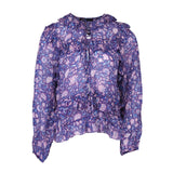 Maje Women's Purple Floral Long Sleeve Blouse Size 36 FR 8 UK 4 US MFPTO00782