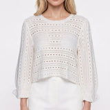 Maje Women's White Knit Flower Broach Cropped Top Size 38FR 10UK 6 US MFPPU00501