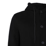 Sandro Men's Black Hooded Wool Long Coat Size S SHPMA00122