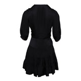 Sandro Women's Black V-Neck Satin Short Dress Size 36 FR 8 UK 4 US SFPRO02553