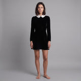 Sandro Women's Black Beaded Collar Velour Dress Size 38 FR 10 UK 6 US SFPRO03940