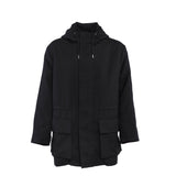 Sandro Men's Black Wool Blend Technical Fabric Hooded Parka Size M SHPMA00333