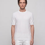 Sandro Men's Ecru Knit Short Sleeve Viscose T-Shirt Size S SHPTR00152