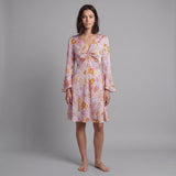 Maje Women's Pink Satin Floral Short Dress Size 38 FR 10 UK 6 US MFPRO02361