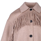 Maje Women's Camel Fringes Wool Blend Short Coat Size 34 FR 6 UK 2 US MFPOU00810