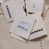 Sandro Women's Beige Knit Beaded Long Dress Size 42 FR 14 UK 10 US SFPRO03404