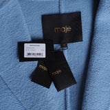 Maje Women's Light Blue Wool Blend Belted Coat Size 36 FR 8 UK 4 US MFPOU00935