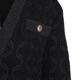 Maje Women's Black Knit Shiny V-Neck Cardigan Size 38 FR 10 UK 6 US MFPCA00319