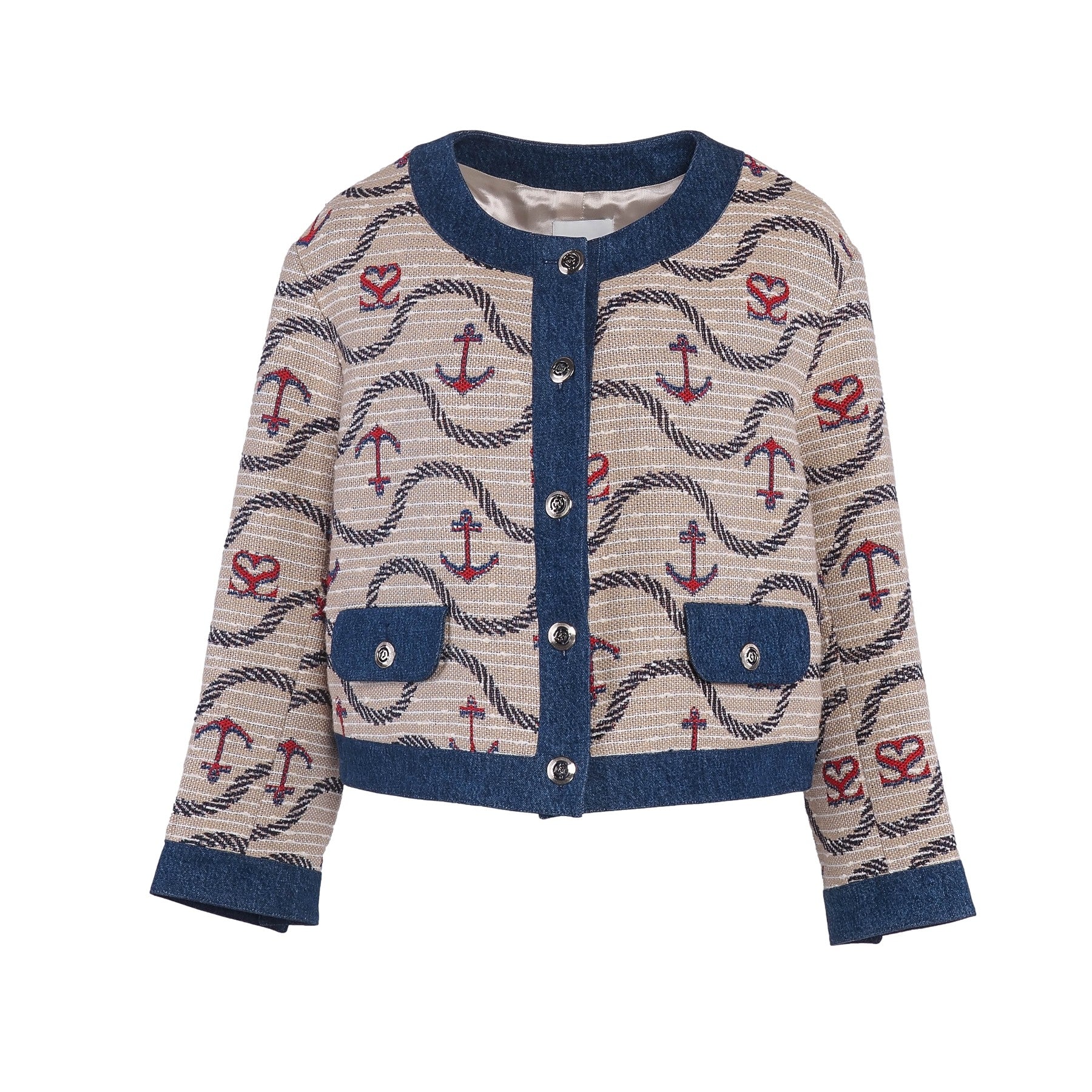 Sandro Paris Women's Multicolour Tweed Denim Jacket Size 34 XS 8 SFPVE00633