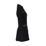 Maje Women's Black Velvet Tweed Vinyl Short Dress Size 36 FR 8 UK 4US MFPRO02619