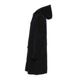 Sandro Men's Black Hooded Wool Long Coat Size S SHPMA00122