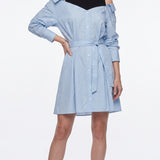 Maje Women's Blue Striped Shirt Short Dress Size 36 FR 8 UK 4 US MFPRO02708