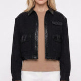 Maje Women's Black Vinyl Tweed Jacket Size 40 FR 12 US 8 US MFPVE00412