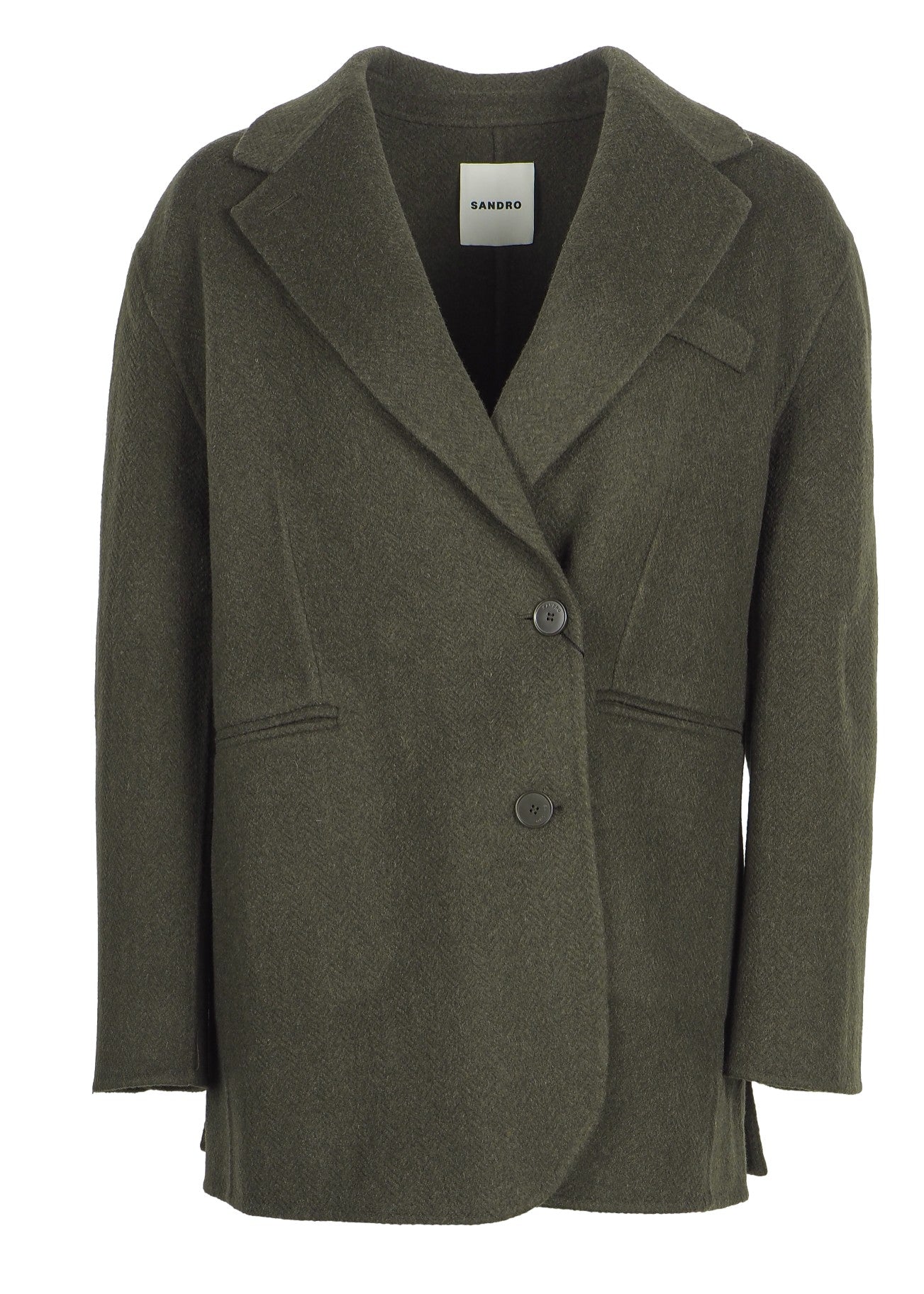 Sandro Women's Khaki Wool Blend Oversized Coat Size 38 FR 10 UK 6 US SFPOU00495