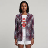 Maje Women's Multicolour Wool Blend Check Jacquard Jacket Size 36 S 8 MFPVE00418