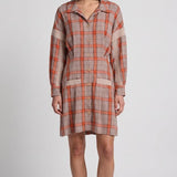 Maje Women's Orange Check Silk Blend Shirt Dress Size 36 FR 8 UK 4 US MFPRO02654