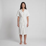 Sandro Women's Ecru V-Neck Buttoned Midi Dress Size 38 FR 10 UK 6 US SFPRO02833