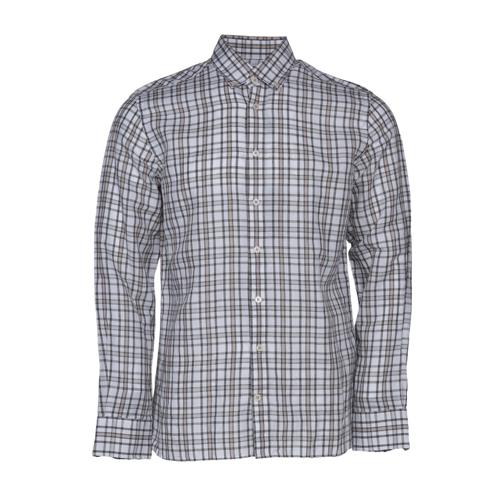 Hackett London Men's Green Check Linen Blend Slim Fit Shirt Size M HM309595