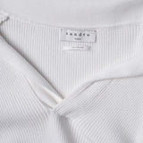 Sandro Paris Men's Ecru Knit Short Sleeve Polo Shirt Size XL SHPTR00259