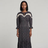 Sandro Paris Mehrfarbiges Midi-Kleid für Damen aus Viskose mit Blumenmuster, Größe 36 S, Art.-Nr. R20433E