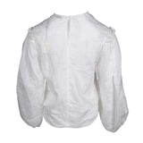 Sandro Paris Women's White Long Sleeve Linen Blouse Size 36FR 8UK 4US SFPTO00549