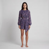 Maje Women's Purple Floral Cut Out Short Viscose Dress Size 34 XS 6 MFPRO02597