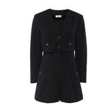 Sandro Women's Black Long Sleeve Tweed Playsuit Size 34 FR 6 UK 2 USFPCO00225