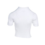 Sandro Women's White Knit Short Sleeve Cropped Top Size 40FR 12UK 8US SFPPU02234