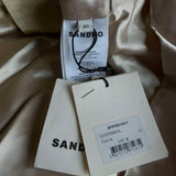 Sandro Damen-Weste mit Gürtel und V-Ausschnitt, beige, Größe 40, FR 12, UK 8, US SFPVE00807