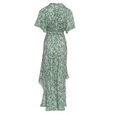 Maje Women's Green Floral Asymmetric Long Dress Size 34 FR 4 UK 2 US MFPRO02961