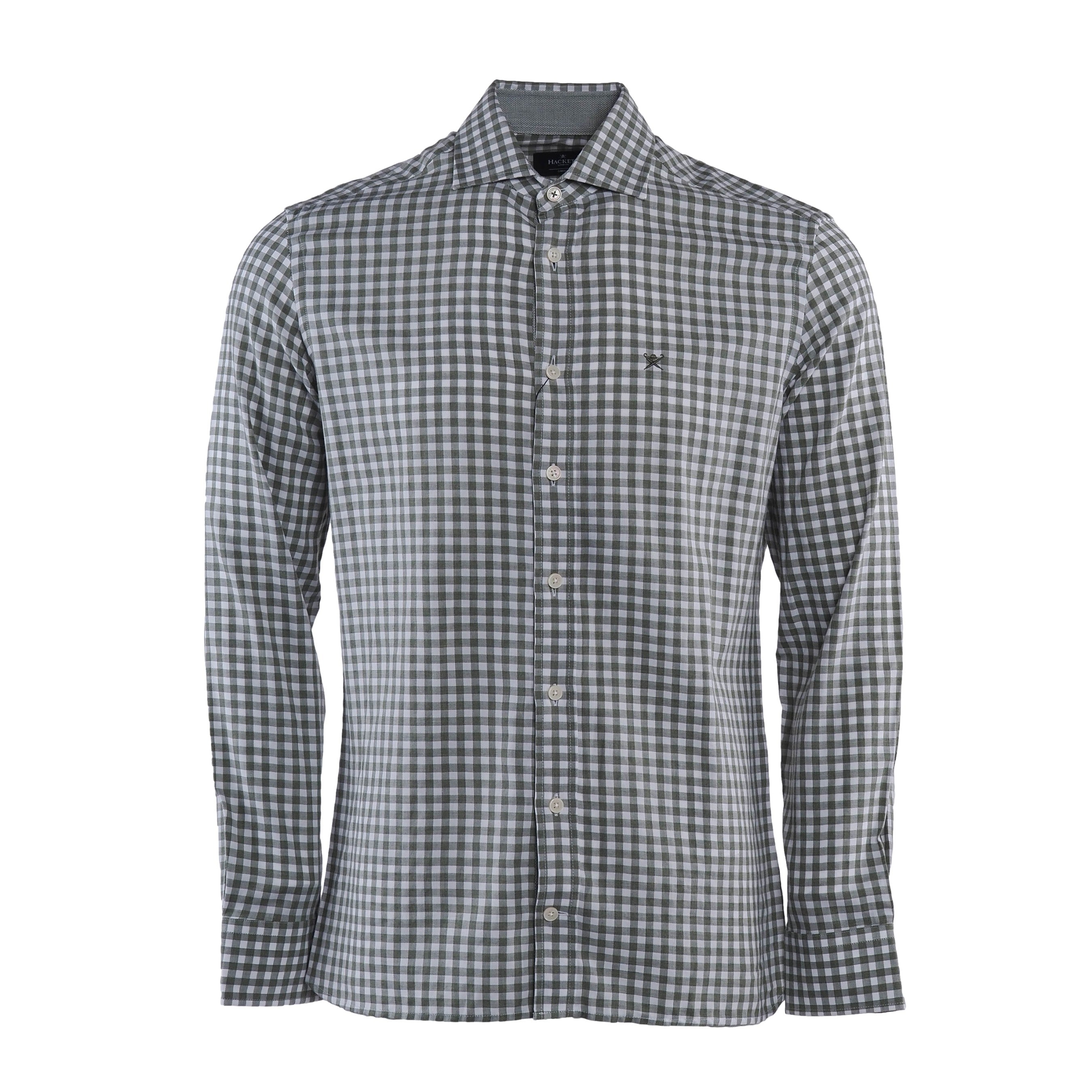 Hackett London Men's Green Gingham Cotton Long Sleeve Shirt Size S HM308859