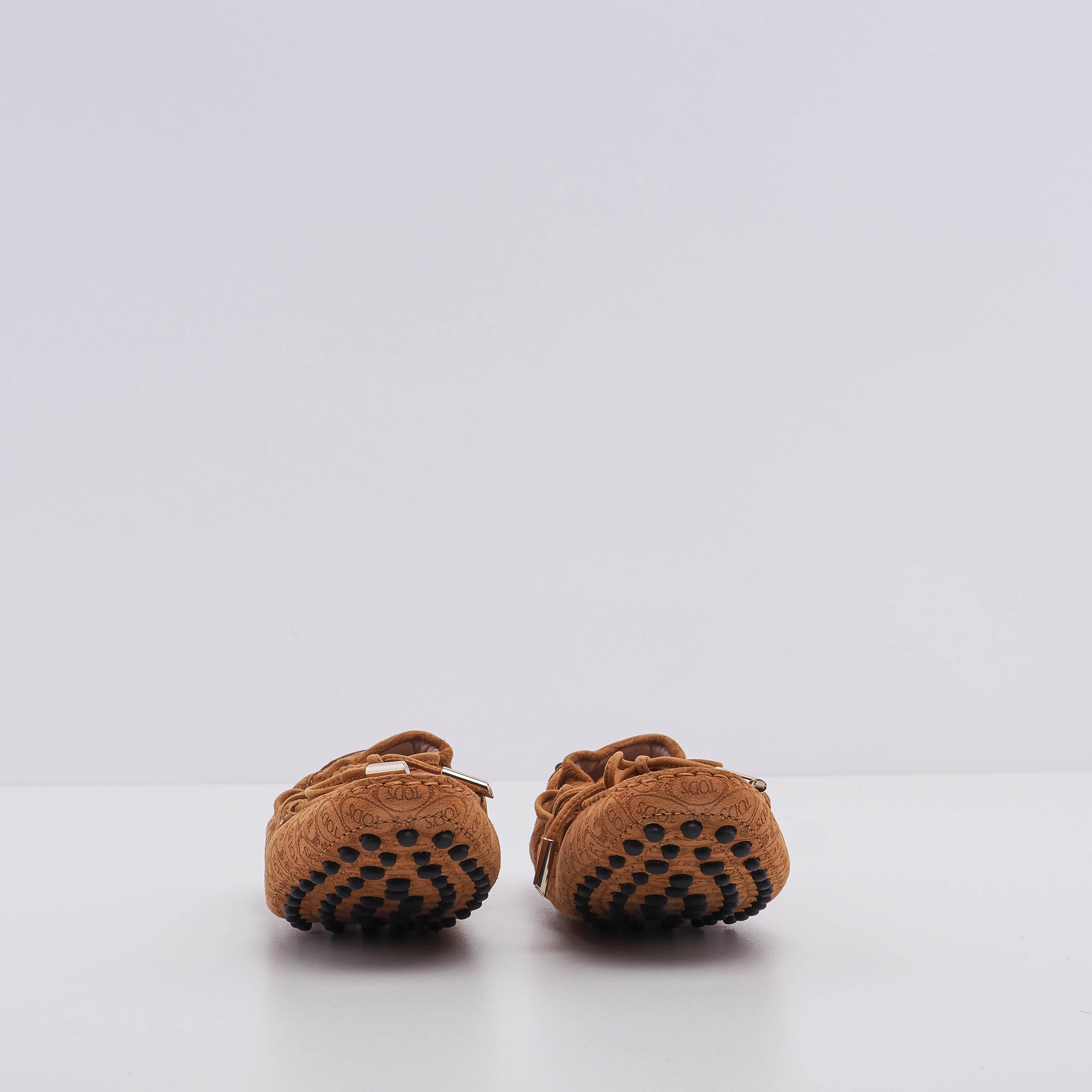 Tod's Women's Brown Suede Heaven Logo Moccasins Size 35.5 EU 3.5 UK 5.5 US
