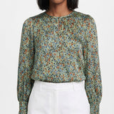 Sandro Women's Green Floral 100% SIlk Blouse Size 36 FR 8 UK 4 US SFPTO00537