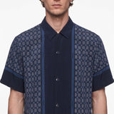 Sandro Men's Navy Viscose Short Sleeve Shirt Size S SHPCM01082 RRP:195EUR
