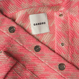Sandro Women's Pink Houndstooth Cotton Short Jacket Size 1 S UK 8