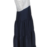 Sandro Paris Blaues, ärmelloses Viskose-Langkleid für Damen, Größe 36 FR 8 UK R20500E