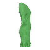 Maje Women's Green Knit Stretch Ruffle Short Dress Size 38 M 10 MFPRO02595