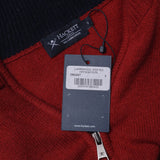 Hackett London Top Sweater Knit Zip Up Wool Red Size S HM702877